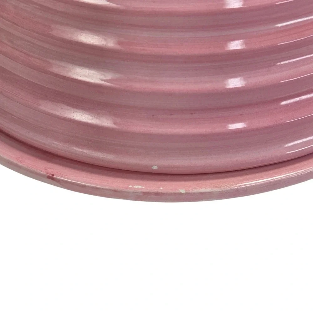 Yankee Candle Jar Topper Large Shade Plate Set Pink Solid Color Ribbed READ